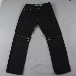 Demolition‎ Jeans Mens 32 Moto Biker Zipper Premium Production Denim Black